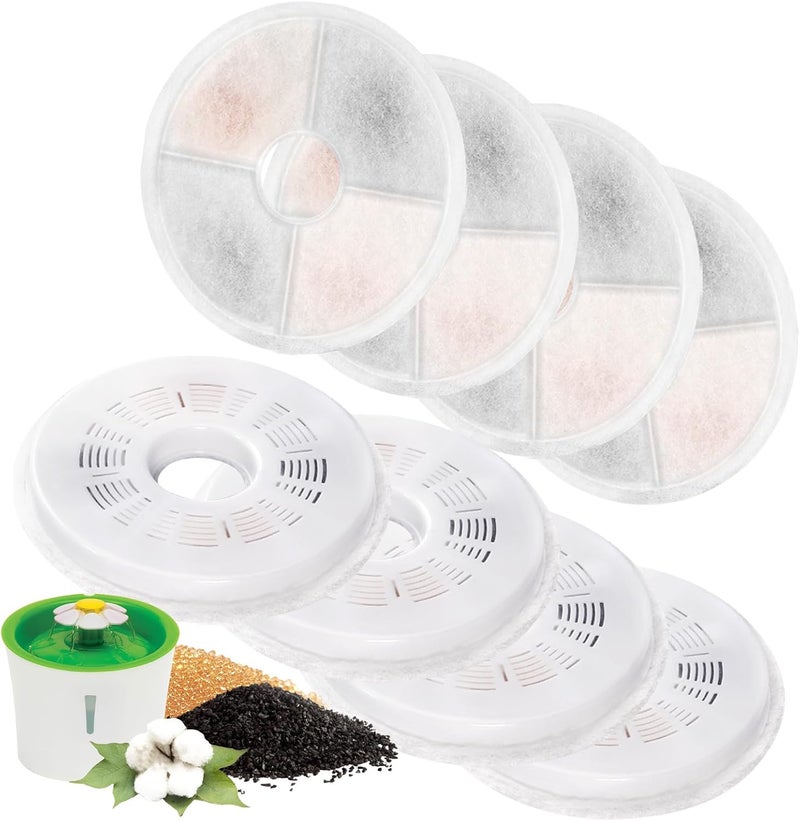 Porens 8 Pack Cat Water Fountain Replacement Filters Fit for 3L Flower Water Dispenser Automatic Pet Dog Cat Fountain Filter - Image 1